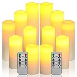 Da by velas LED Juego de 12 sin llama, velas de cera real marfil con temporizador remoto (pilas no incluidas).