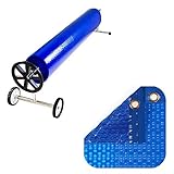 PACK MANTA TÉRMICA (COBERTOR TÉRMICO-CUBIERTA ISOTÉRMICA-TOLDO PARA PISCINA) DE 500 MICRAS GEO BUBBLE CON REFUERZO EN TODO EL CONTORNO (9x6.5m) + ENROLLADOR TELESCÓPICO DE 81mm.