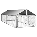 Deufre Perrera de Exterior con Techo Animales Mascotas Perros Jaulas Cercados Casetas Casa Jardín Estructura Actividades Aire Libre 600 x 200 x 150 cm