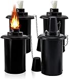 Chulovs Botes de antorcha, bote de repuesto de antorcha de bambÃº, botes de combustible de repuesto para antorcha de citronela con mechas y cubiertas, antorcha de patio al aire libre (paquete de 4)