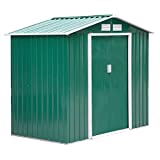 Outsunny Caseta de Jardín 213x130x185 cm Cobertizo Metálico de Exterior para Almacenamiento de Herramientas con 2 Puertas Correderas y 4 Ventanas para Terraza Gris