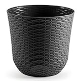 Acan Tradineur - Maceta Redonda de plástico Rattan, macetero, Tiesto para Plantas, Flores, balcón, terraza, jardín (Color Aleatorio, 32,5 x 30,5 cm)