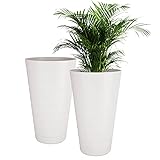 Maceteros Altos Interior. Macetero Grande Interior Maceta Alta Exterior y Terraza. 30 cm (2 uds) Maceteros Decorativos de Plastico Jardinera Alta Maceteros Largos y Estrechos
