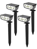 OUSFOT Luces Solares Led Exterior IP67 Luces Solares Led Exterior jardin 4 Pack focos, 30 LEDs Focos Solares Exterior Impermeable con 2 niveles de brillo Patio, Calzada, Piscina y Camping