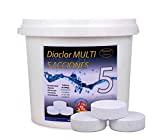 Cloro para Piscinas DIACLOR MULTI 5 ACCIONES 5 KG - 25 Pastillas de Cloro Lento (200 gr- 7,5 cm Diámetro) - Tratamiento Completo 5 EFECTOS - SIN COBRE - NUEVA FÓRMULA 100% SEGURA