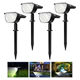 Luces Solares Led Exterior Jardin,Innosinpo 4 Pack 30 LED Luz Solar Jardin Incluye 9 Cuentas de Lámpara de Alta Potencia con Lente,Brillo Alto,con 180° Iluminación Ajustable para Césped,Carril,Patio