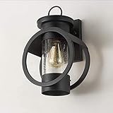 Aplique de Pared para Exteriores Lámpara de Pared de Farol Exterior Impermeable Industrial Negro E27 Accesorio Antiguo con Pantalla de Vidrio sembrado Transparente Aplique de Pared para balcón Valla