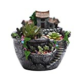 Coolga Maceta Creativa para Plantas suculentas Decorada con un Mini jardín de Hadas y una casa Dulce para la decoración del jardín de la Oficina en casa, Regalo