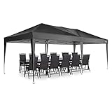 COBIZI Carpa 3x6 Cenador Plegable pergola Plegable Impermeables Carpas de Jardin, para Exteriores, de Alto Rendimiento, con 4 Paredes Laterales, 6 Sacos de Arena, Negro