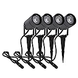 DAWALIGHT Foco Proyector Exterior 4 Piezas, GU10 6W Luces LED Exterior Jardin Suelo con Estaca Blanco Cálido IP65 Impermeable Lámpara para Camino Césped Patio, Aluminio, Gris oscuro