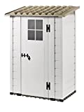 Gardiun KSP38210 - Caseta de Resina Tuscany Evo 100 Blanco/Beige 139x95x201 cm