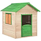 vidaXL Casa de Juegos de Niños de Madera Estructuras Juegos Aire Libre Casitas Infantiles Cobertizos Camping Caseta Acampada Jardín Terraza Verde