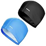 Unisex Gorro de NataciГіn Piscina Mujer y Hombre Gorro de Piscina para Pelo Largo y Corto Gorros de BaГ±o Impermeable Suave y CГіmodo (Negro + Azul Royal)