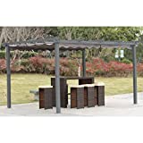 Angel Living [Actualizado] Pérgola de Aluminio con Techo Retráctil, Pabellón con Diseño Elegante, Cenador con Tela de Poliéster Resistente al Agua y a UV, Uso para el Exterior (3 x 4, Gris)