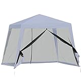 Outsunny Carpa de Jardín 3x3 m Cenador con 4 Partes Laterales Mosquitera con Cremallera Protección UV para Patio Exterior Eventos Fiesta Gris