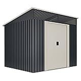 wasabi Stark Cobertizo Jardin, Caseta metálica Gris Antracita 4,6 m2 194x238x203cm Garantía 10 años