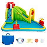 COSTWAY Parque Acuático Centro Juegos Hinchable con Tobogán 400x335x230cm Piscina para Niños (sin soplador)