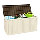 Baúl Exterior de Resina Beige | GH91 | Arcón Exterior para Jardín, Terraza o Balcón | Baúl Impermeable | Baúl para Objetos y Juguetes | 270 litros | 117x45,5x57cm
