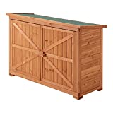 [en.casa] Cobertizo de jardín para Herramientas Soporte para leña Caseta de Jardín con 3 Estantes Cubierta Impermeable Madera de Abeto Bitumen 88 x 128 x 50 cm Natural