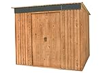Duramax - caseta cobertizo jardín - TOP SHED PENTROOF 8X6 - Metal - color imitación madera - 1.8 (con el voladizo)x 2.6 x 2.0 metros