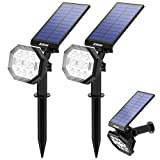 AISITIN Luces Solares Led Exterior Jardin, 2 en 1 Luz Solar Exterior para Jardin, IP65 Luces Solares Impermeables, Luz de pared Ajustable para Jardín, Césped, Pared - Blanco Frío (2 Pack 22 LED)