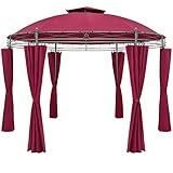 CASARIA Pérgola Jardín 350x274cm Cenador Gazebo Redondo Pabellón UV50+ Toldo Incl. Laterales