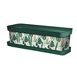 TIENDA EURASIA® Pack de Jardinera y Plato para Interior y Exterior, Fabricada en PP, Tiesto para Jardin, Patio, Ventana, Balcon, Jardinera Rectangular (40 cm, Lunares)