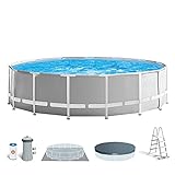 Intex 26726NP - Piscina desmontable redonda prisma frame intex 457x122 con depuradora, Multicolor