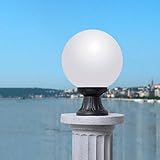 B·LED BARCELONA LED Fumagalli Farola de Pie Globo Lámpara Sobremuro Exterior IP55 Resina Negra con Difusor Opal Estilo Rustico Clásico con Casquillo E27 para Entrada Terraza Patio Jardín Balcón