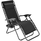 TecTake 800885 Silla de Jardín, Asiento para el Patio Ajustable, Silla Plegable para la Piscina, Mueble de Exterior (Negro)