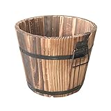 Hemoton Macetas de Madera Macetero de Barril de Whisky Jardín Redondo Cubo de Flores Maceta Grande para Interior Exterior Jardín de Casa Decoración de Patio Tamaño L