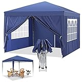 YUEBO Gazebo 3x3 m Carpas Plegables Impermeables con 4 Laterales Protección UV Pergola Plegable Cenador Camping Cenadores para Jardin,Terraza,Exterior