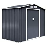GIANTEX Caseta de Jardín de Metal con Persianas y Puertas Correderas, Caseta para Bicicletas, Caseta para Herramientas de Jardín, Caseta para Jardín Multifuncional, 277 x 191 x 192 cm