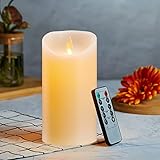 Velas LED, Velas Parpadeante Sin Llama, Velas Con Pilas, Con Mando a Distancia, Vela LED Efecto Llama Temporizador, Real Cera, Velas Con y Regulable, Para Dormitorio Comedor Fiesta--15cm Blanco Cálido