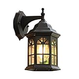 Mengjay Aplique de pared antiguo Negro antiguo resistente a la intemperie E27 a 60W 230V lámpara nostálgica de pared de exterior para patio y jardín