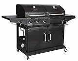 RSTJ-Sjef Parrilla De Gas De Carbón para El Jardín De Villa Courtyard Hotel, Estufa De Barbacoa De 4 Quemadores, Encendido Electrónico por Pulso, Coche De Barbacoa De 48000 BTU