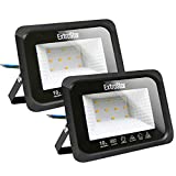 Focos LED exterior 10W Extrastar Potente Luces Led Exterior IP65, Luz de Seguridad Blanca Cálida 3000K para Terraza, Jardín, Patio, Parque, Garaje [Clase de eficiencia energética A+]2 paquetes