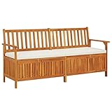 Tidyard Banco de Almacenaje Bancos para Exterior Banco Jardín con Baúl Asiento Exterior con Respaldo Madera Maciza de Acacia 170 cm