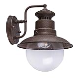 Aplique de pared de acero oxidado, aplique vintage para exteriores, lámpara de exterior, iluminación exterior, pared, farol, cristal, colores oxidados