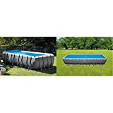 Intex 28051 Enrollador Para Cobertor Solar Para Piscinas Cuadradas O Rectangulares + 29027 Cobertor Solar Para Piscinas Rectangulares 732 X 366 Cm