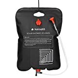 Navaris Ducha Solar para Camping 20 L - Bolsa Plegable para Ducha portátil de Agua Caliente - con alcachofa y Manguera - Senderismo excursiones Surf