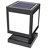 QJUZO Lámpara de Poste Solar, Luz de JardÃn Modernas Impermeable en ABS Luz de Trayectoria, Lámpara de Exterior Negra para Patio Puerta Lámpara de Pilar,White Light