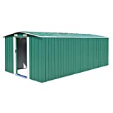 Tidyard Caseta de Jardín Exterior con 4 Ventilación para Almacenamiento de Herramientas de A Prueba de Polvo y Resistente a la Intemperie de Acero Galvanizado 257x497x178 cm Verde