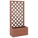 Gecheer Jardinera Enrejada Macetas Jardineras Exterior Macetero de Plantas para Balcón Patio Jardinera con Celosía Soporte Plantas WPC 70x30x135 cm