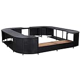 Borde de la bañera de spa de ratán cuadrado negro piscina de hidromasaje jardín 268 x 268 x 55 cm Piscina en el jardín con 2 escalones Spa de madera maciza de Acacia