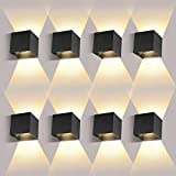 LEDMO 8 Piezas Aplique Exterior Pared 12W Aplique de Pared 3000K Bianco Caldo Ángulo de Haz Ajustable Aplique Pared Exterior Impermeable IP65