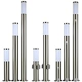 Luz exterior de acero inoxidable para senderos E27 iluminación exterior iluminación de senderos de jardÃn luz de zócalo luz de jardÃn exterior luz de bolardo de electricidad (enchufe de 45 cm)
