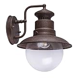 Aplique de pared de acero oxidado, aplique vintage para exteriores, lámpara de exterior, iluminación exterior, pared, farol, cristal, colores oxidados