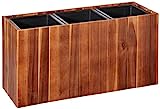 Amazon Aware Jardinera rectangular de madera de acacia de 66 cm con tres revestimientos interiores de plástico, marrón