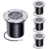 AHOTSUK 4PCS 6W LED Foco Empotrable de Suelo al Aire Libre, Luz de Camino 600 Lumen, Blanco frío 6500K 90°, para Iluminacion de Camino Jardín, IP67Impermeable(12V 24V)